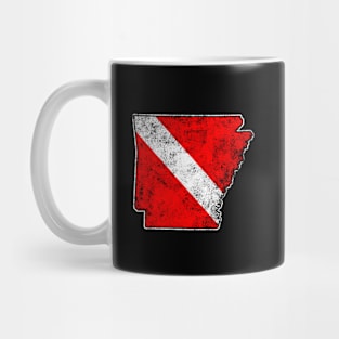 Arkansas Dive Flag Scuba Diving State Map Dive Flag Distressed Mug